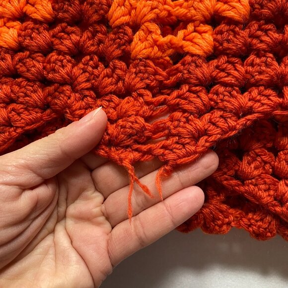 Handmade Granny Afghan Blanket Crochet Lap Blanket Brown Orange Throw - Picture 4 of 4